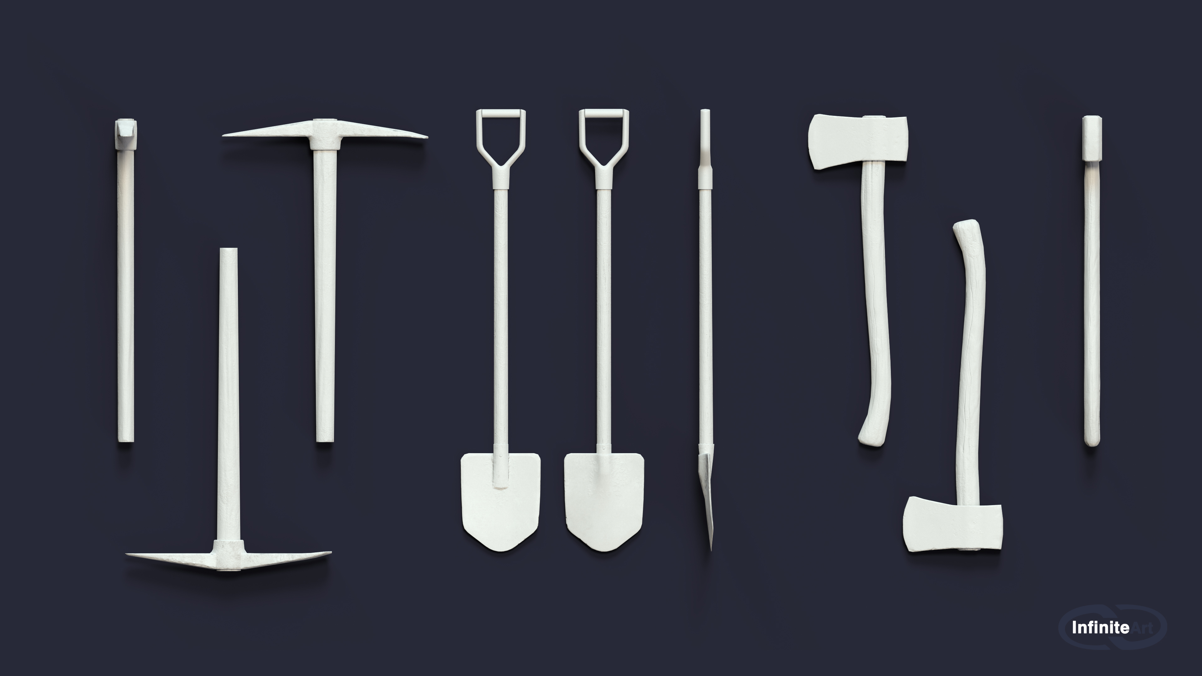 Pick and shovel and axe by INFINITE_ART_SOLUTIONS 3DOcean